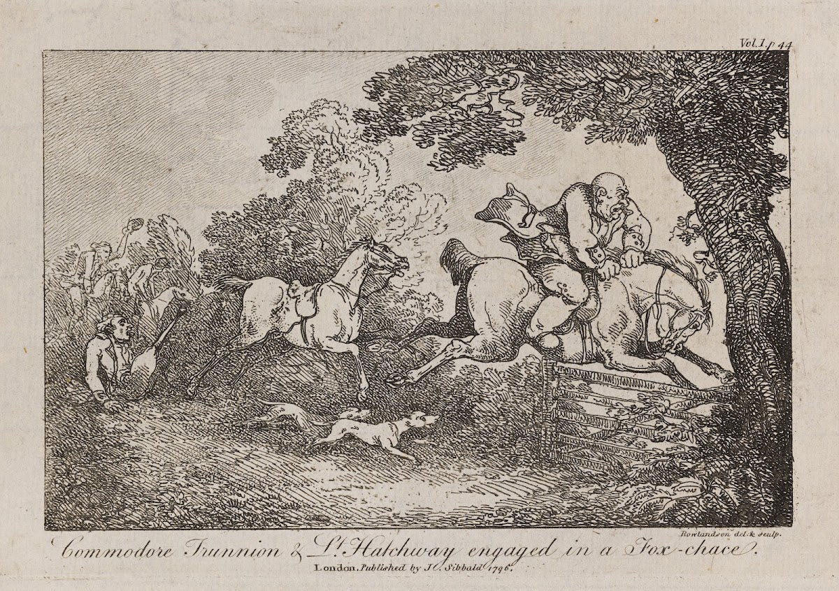 Commodore Trunnion  Lt Hatchway engaged in a fox chace 1796