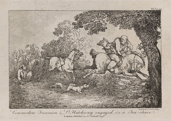 Commodore Trunnion  Lt Hatchway engaged in a fox chace 1796
