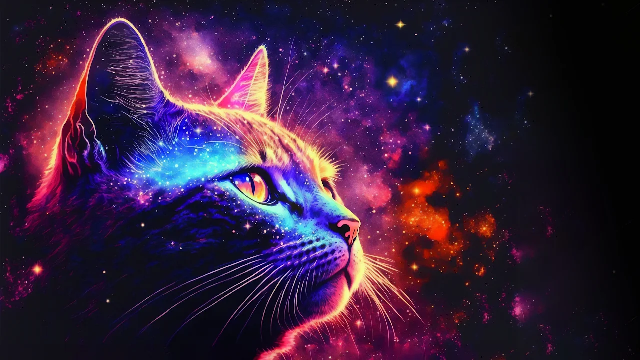 Ai Art, Illustration, Cats, Space, Universe 2K Desktop Wallpaper