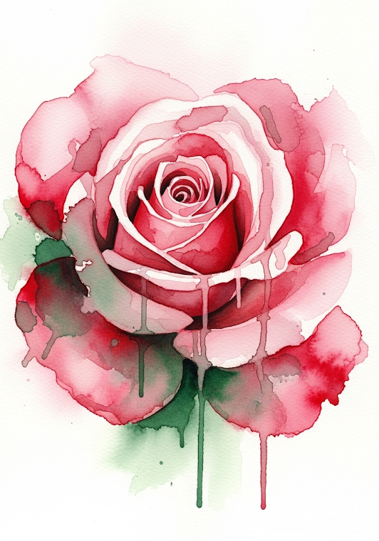 Abstract Watercolor Blooming Rose
