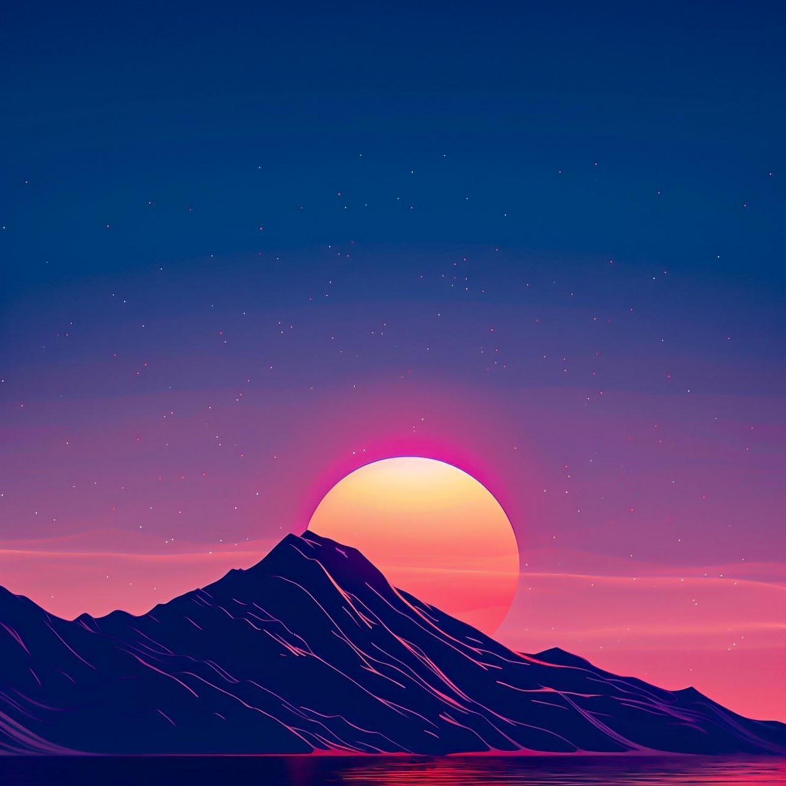 Download Purple Mountain Sunset Over Water Full HD iPhone