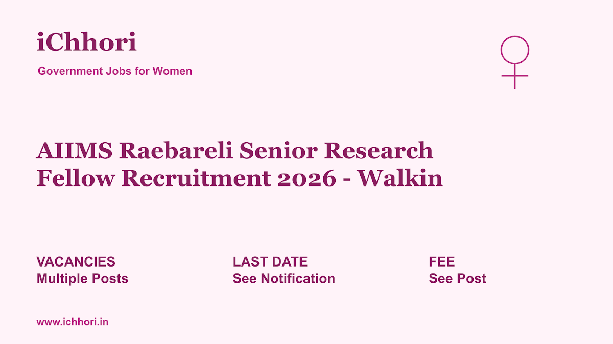 AIIMS Raebareli Senior Research Fellow Recruitment 2026 - Walkin - iChhori