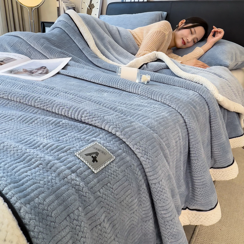 Double-layer milk fiber fleece blanket, cozy and warm
