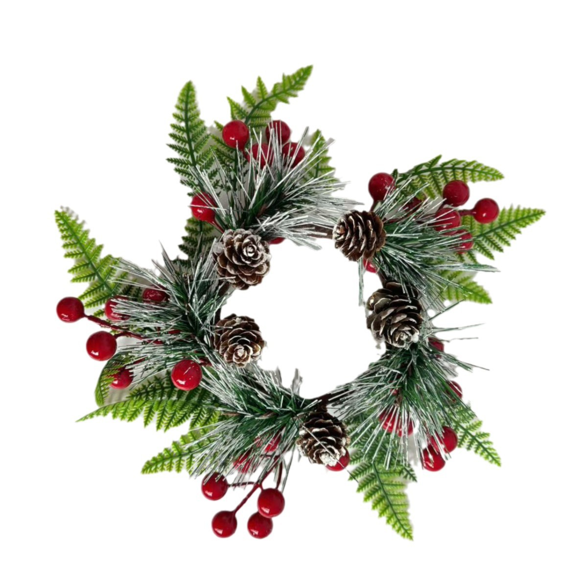 Weihnachtlicher Kranz mit Beeren und Zapfen, PE