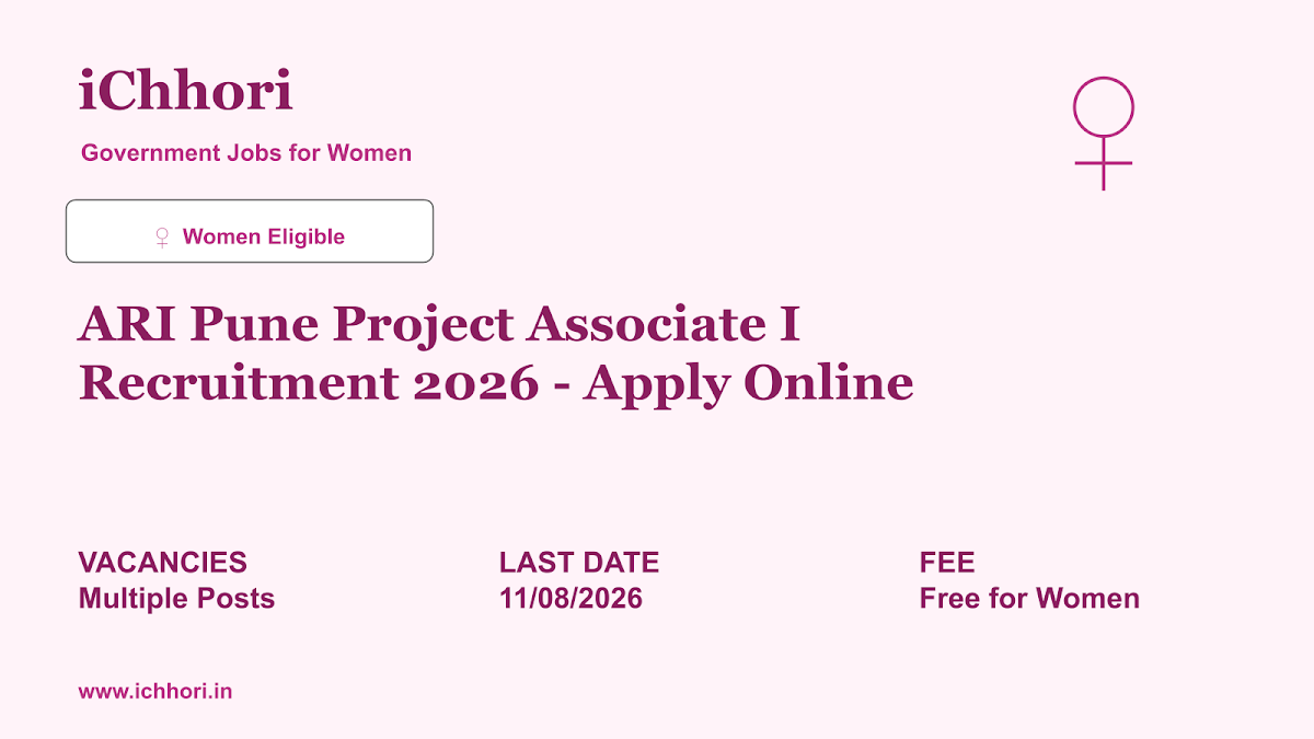 ARI Pune Project Associate I Recruitment 2026 - Apply Online - iChhori