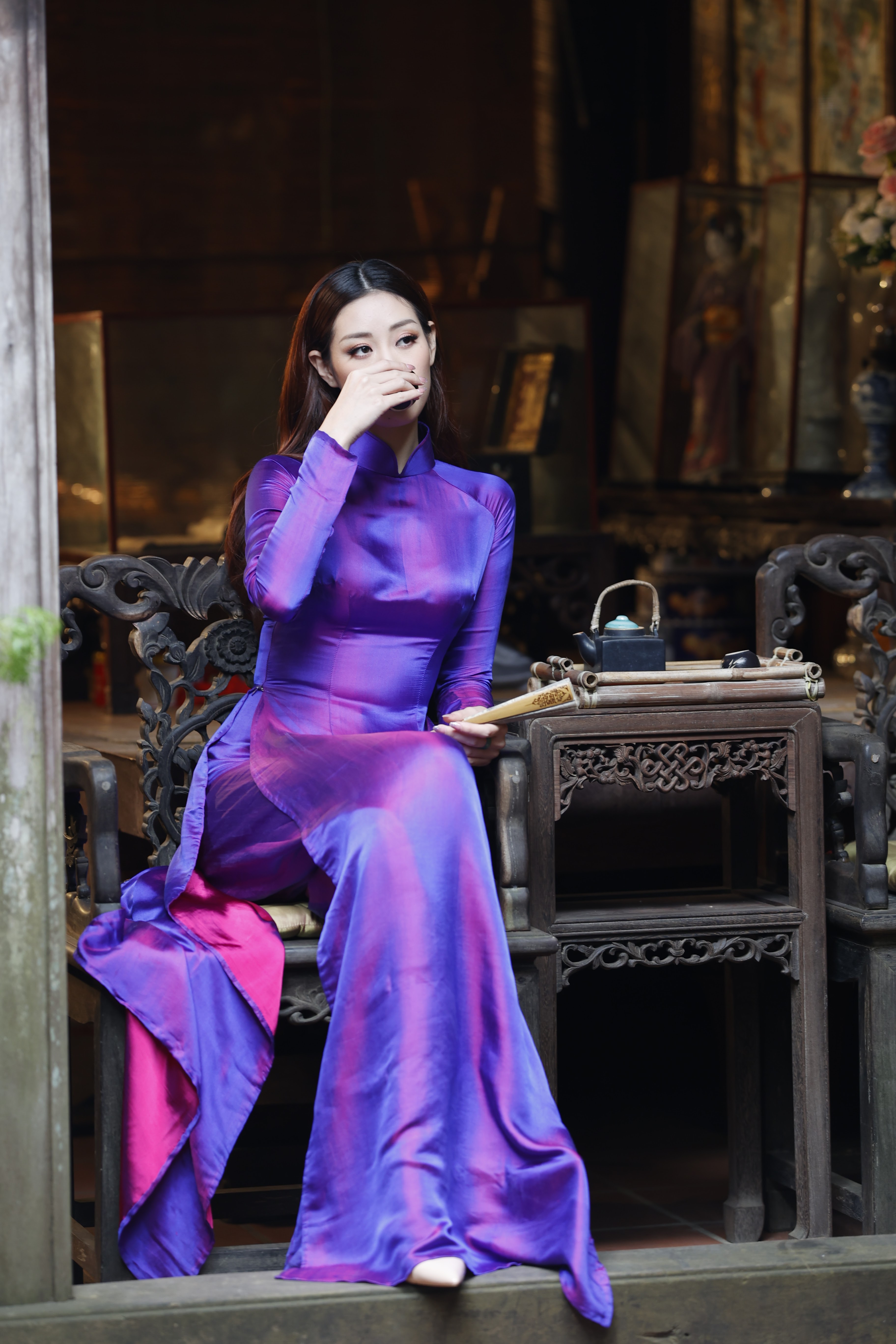 Vải áo dài đẹp | chất liệu tơ tầm may áo dài đẹp chuẩn form 4