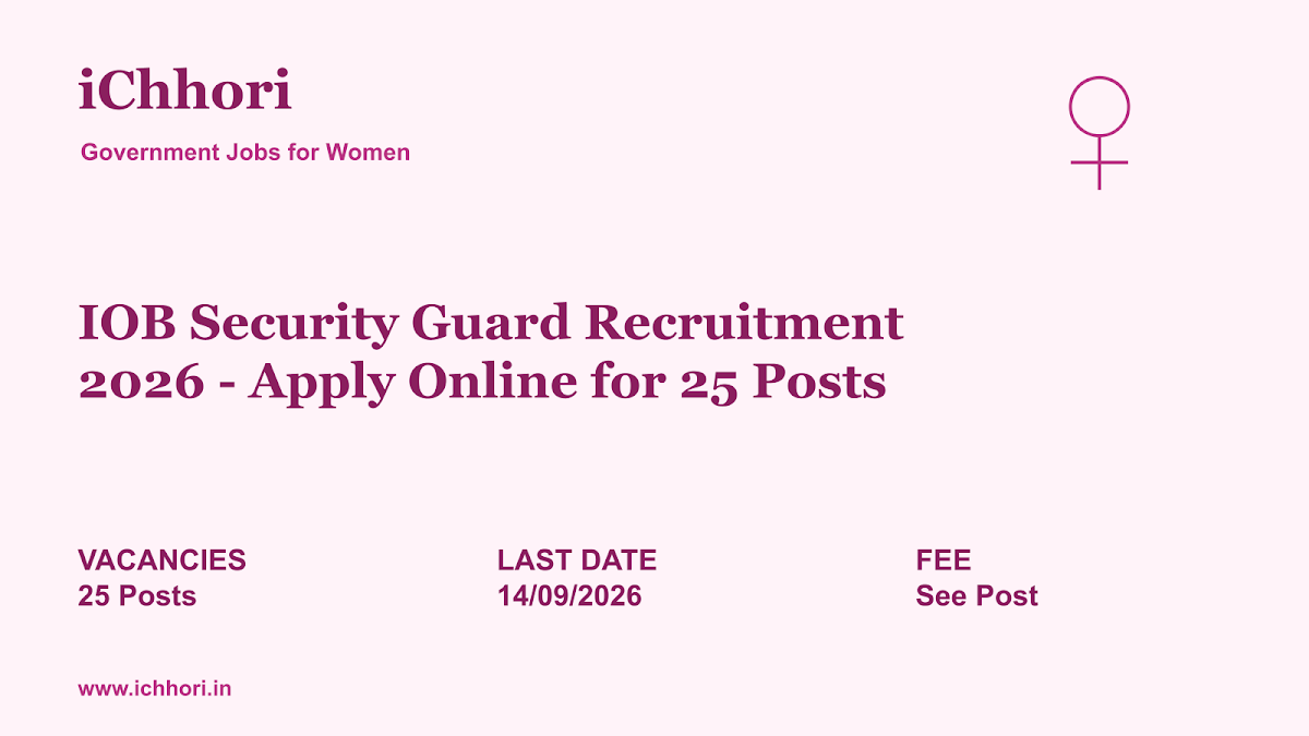 IOB Security Guard Recruitment 2026 - Apply Online for 25 Posts - iChhori