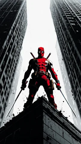 Deadpool Low Angle Skyscraper Art