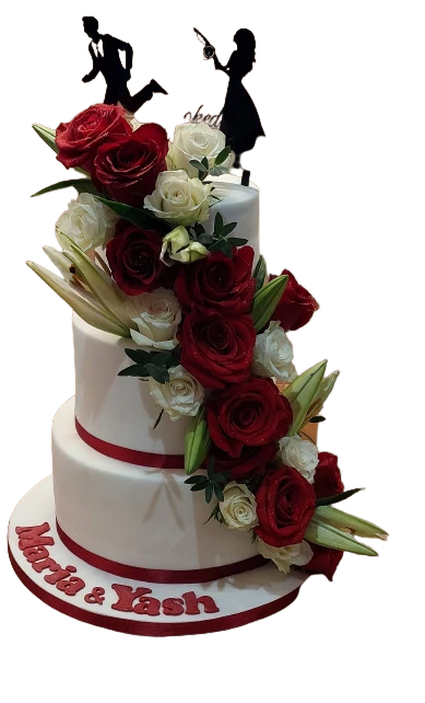 3 Tiered Fresh Flowers Wedding Cake CB-NC583