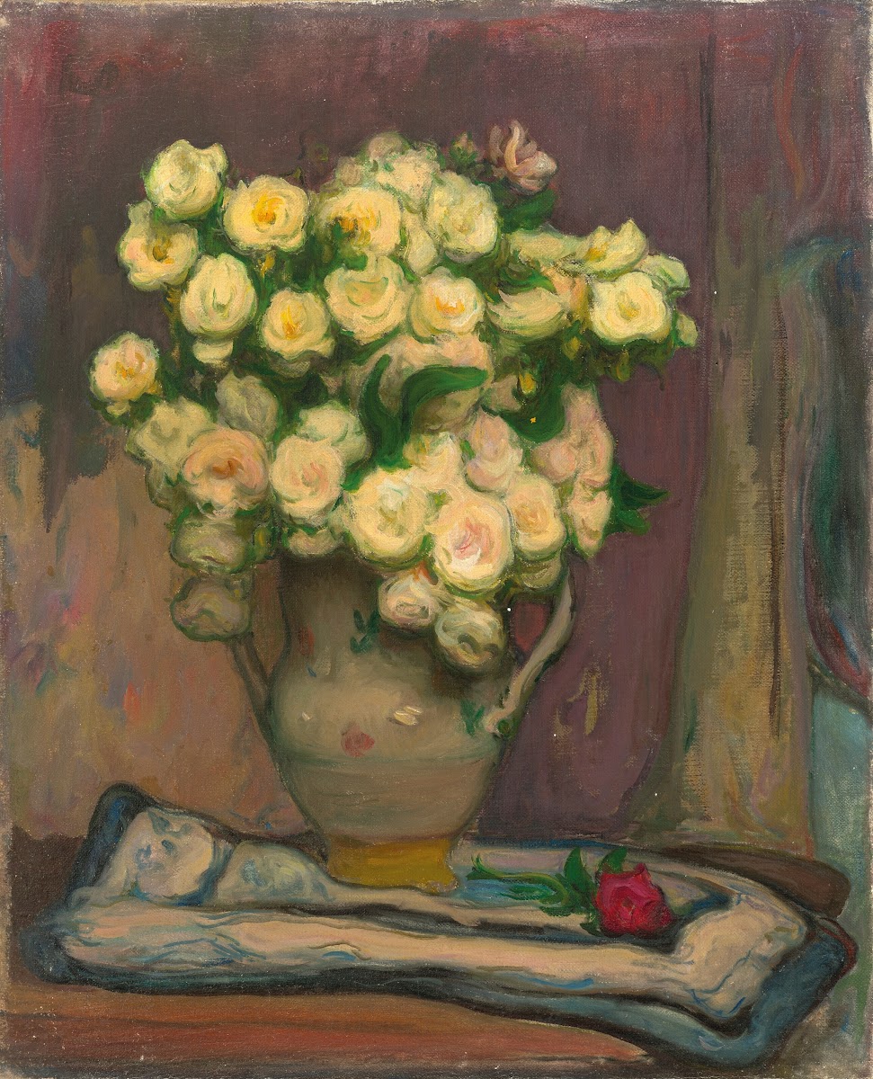 Vase de petites roses blanches 1906