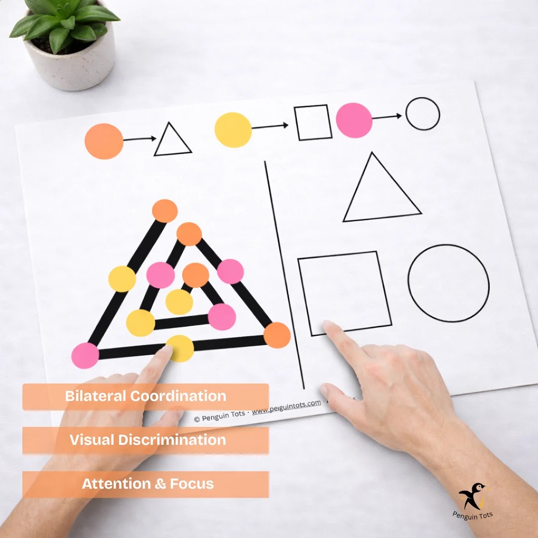 Color to Shape Matching Activity | Bilateral Coordination, Visual Discrimination & Brain Development