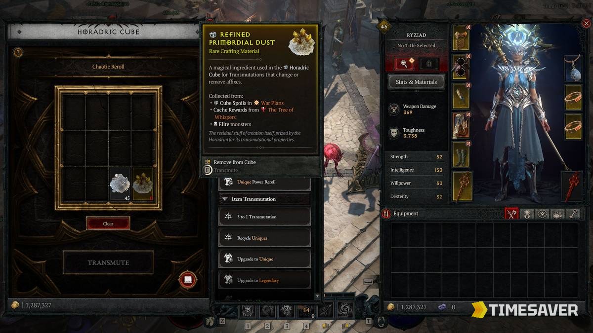 Diablo 4 Horadric Cube crafting a Mythic Unique with Pandemonium Fragments in Season 14