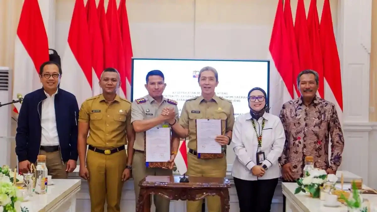 Suasana penandatanganan kesepakatan integrasi data pertanahan antara Pemkot Bogor dan Kantah Kota Bogor di Balai Kota Bogor.
