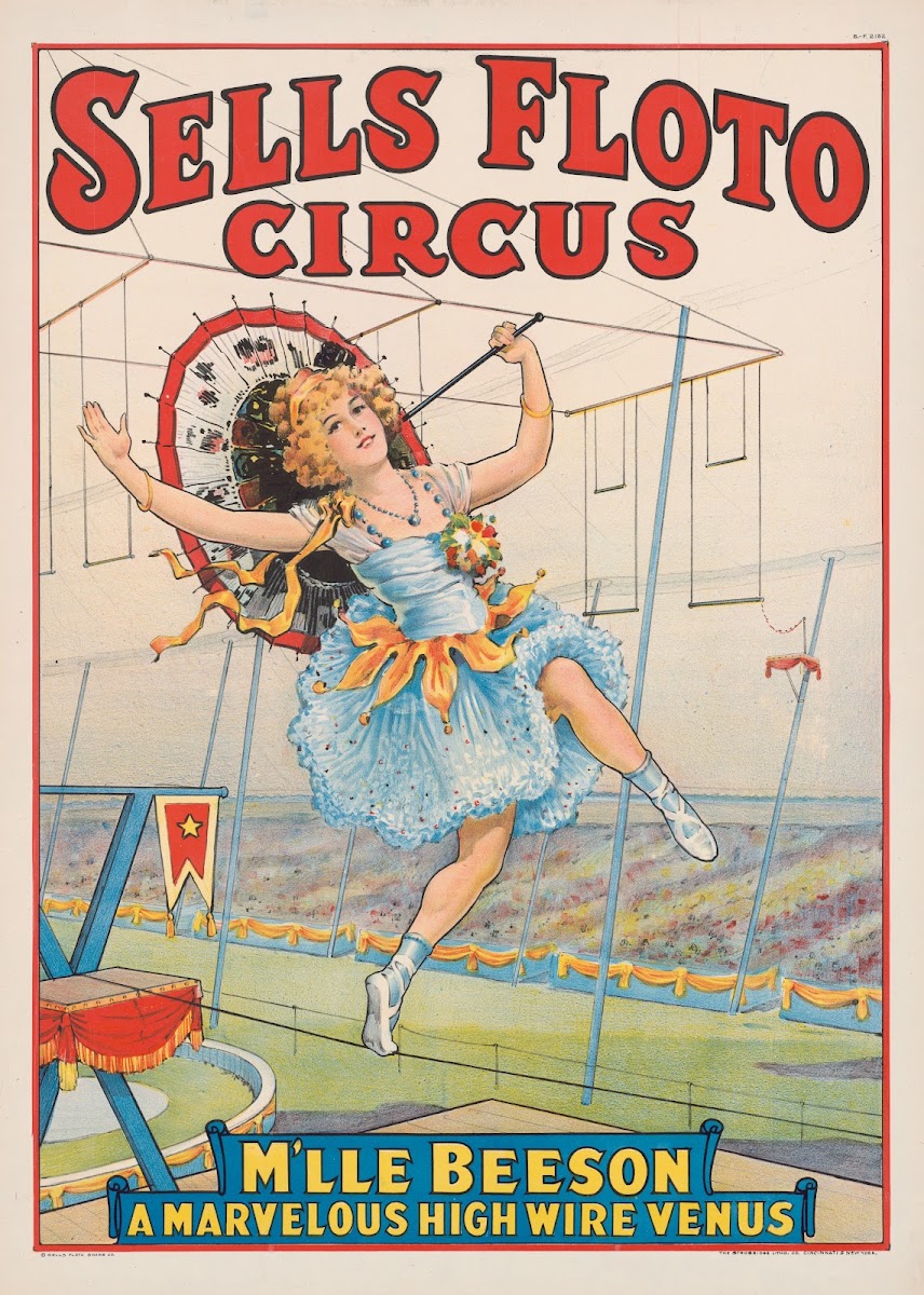 Sells Floto circus Mlle Beeson a marvelous high wire Venus 1921