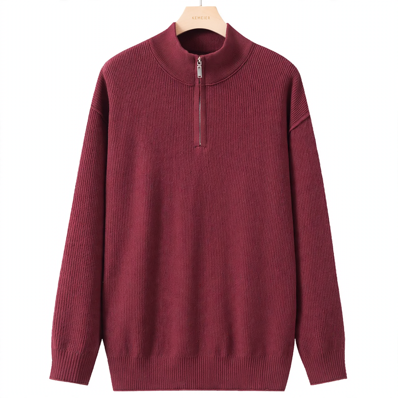 Herren-Strickpullover mit Stehkragen und Reißverschluss