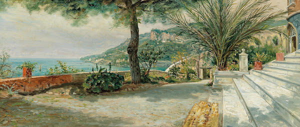 A View of the Amalfi Coast from the Terrace of Castello Miramare in Maiori