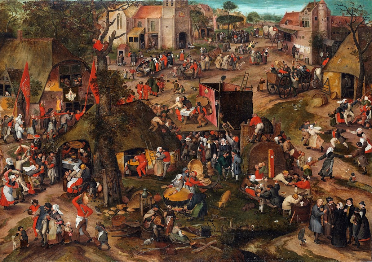 A Flemish Kermis With A Performance Of The Farce Een Cluyte Van Plaeyerwater C 1
