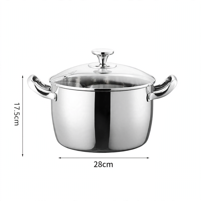 Edelstahl-Suppentopf 24 cm mit Glasdeckel