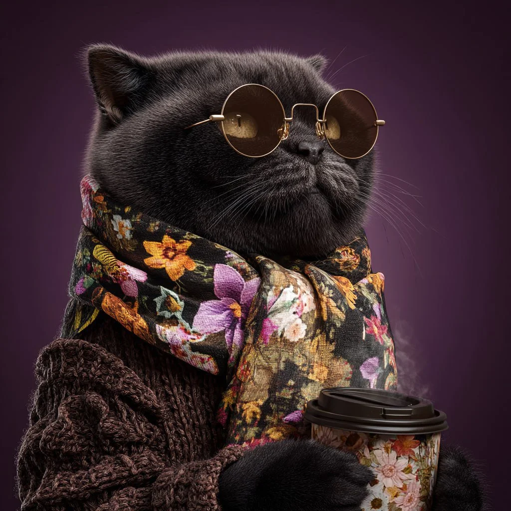 Un gato británico de pelo corto negro