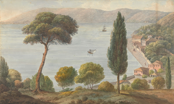 View From a Hillside Over Looking a Seaside Village in Turkey ca 1785