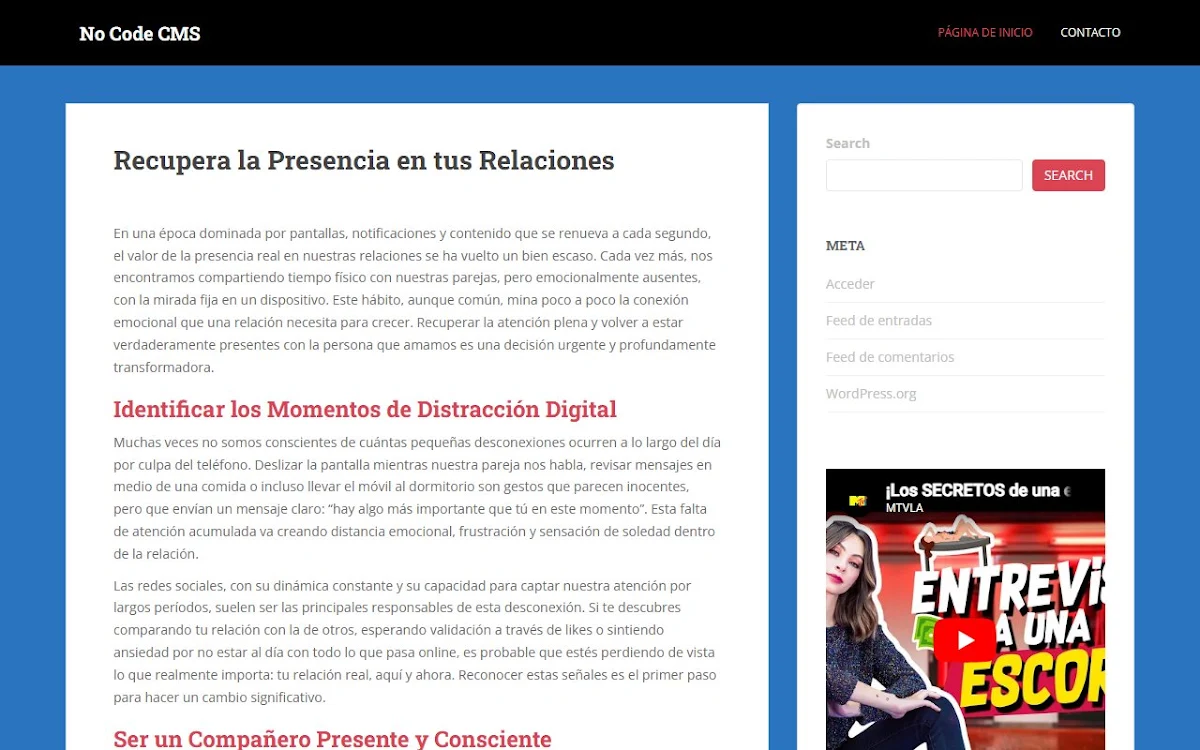 Captura de NoCodeCMS