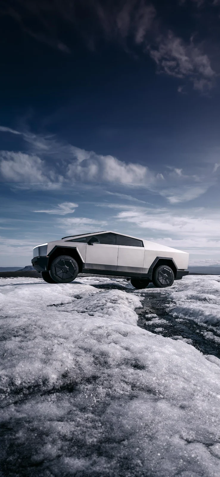 Tesla Cybertruck, Electric Truck, Futuristic Vehicle, Icy Landscape Full HD iPhone Wallpaper Background (1420x3073)