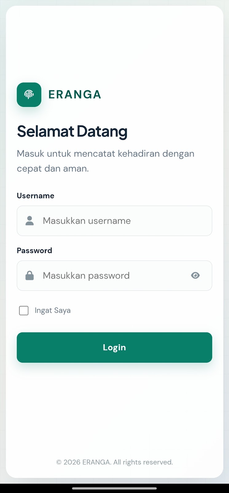 Login Aplikasi Eranga