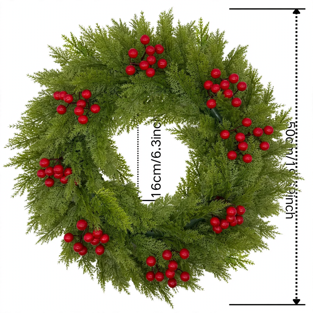 Artificial Christmas Wreath with Pine Needles and Berries