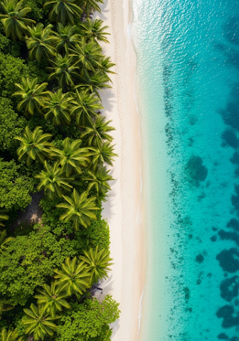 Aerial Tropical Palm Beach