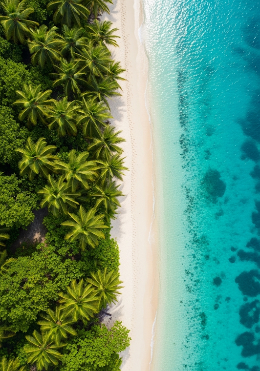 Aerial Tropical Palm Beach