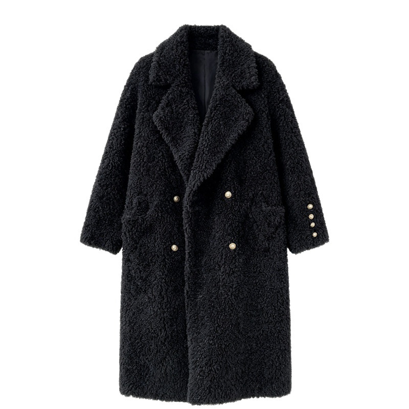 Lammfleece-Mantel, lang, Damen