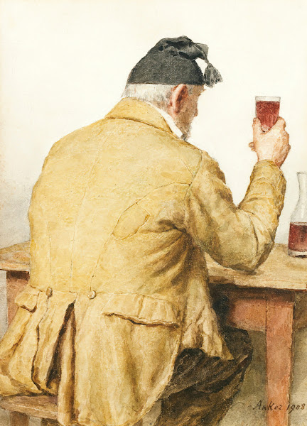 Old Man Sitting At Table Shown From Behind 1908