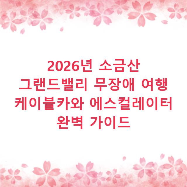 2026년 소금산 그랜드밸리 무장애 여행 케이블카와 에스컬레이터 완벽 가이드