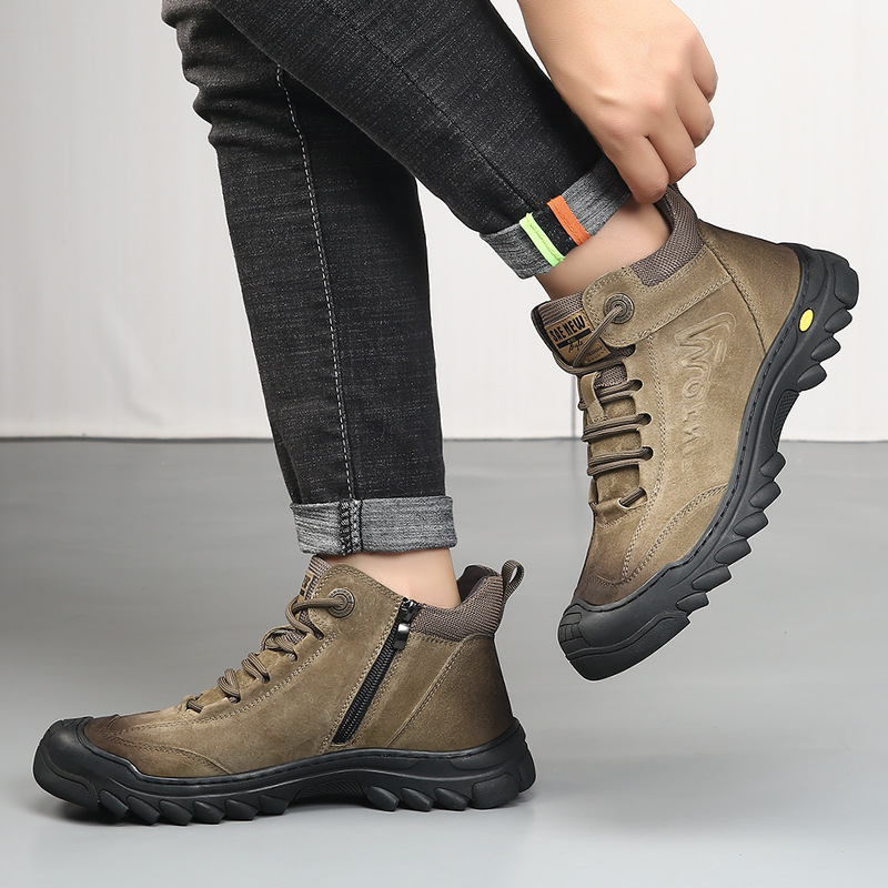 Men's Leather Winter Boots, Lambswool Lining