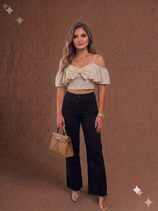 Jeans Negro Alto Palazzo