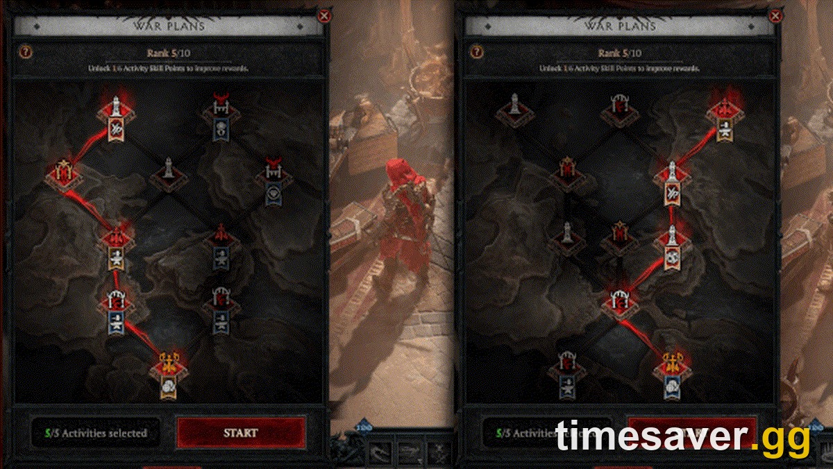 Diablo 4 Season 15 War Plans reputation and Iconic Power upgrade screen