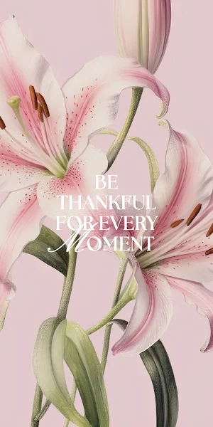 Pink Lilies With Inspirational Quote Full HD iPhone Wallpaper Background