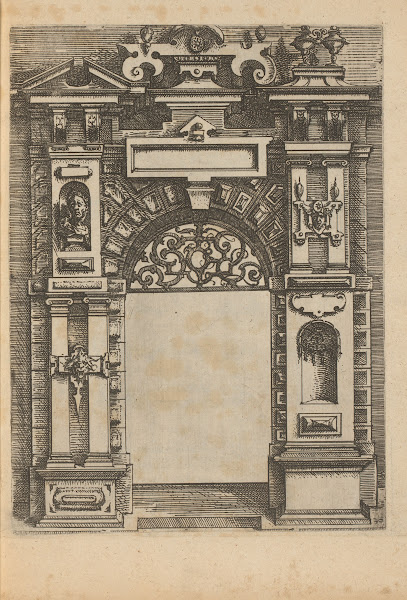 Portal with different ornaments niches and mascarons on the left and right 1593