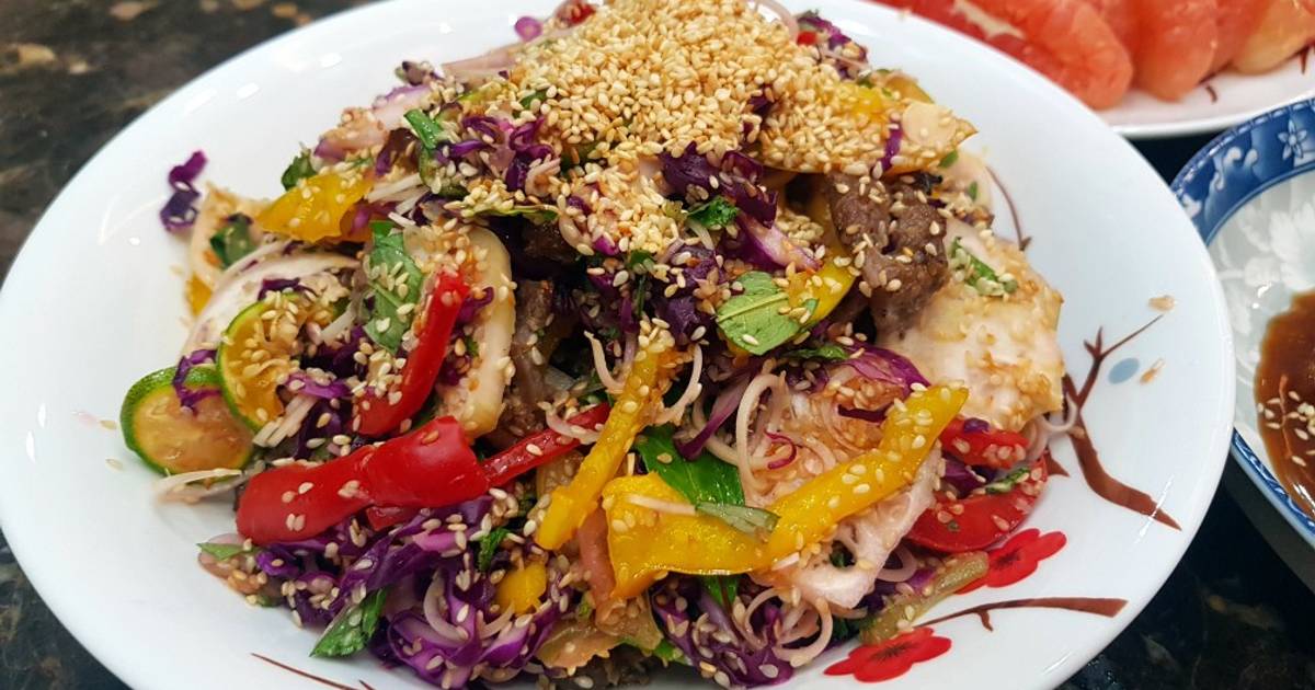 Gỏi bò nướng cà pháo
