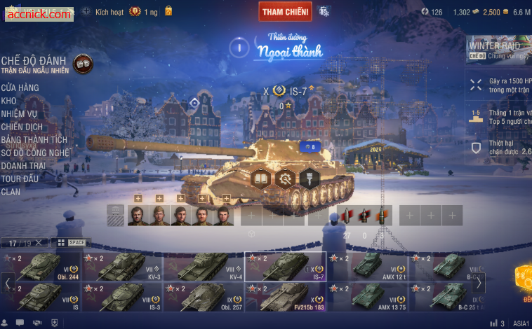 Cần bán Acc World of Tanks PC có 5 Tank 10 là T62a, IS-7, FV...