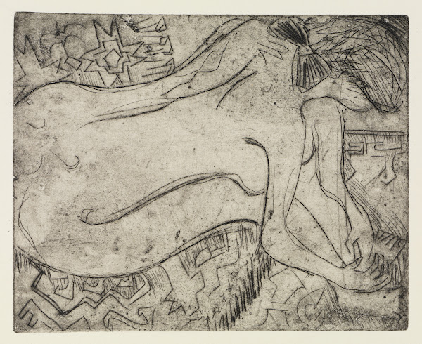 Nackte Frau bei der Pediküre 1908