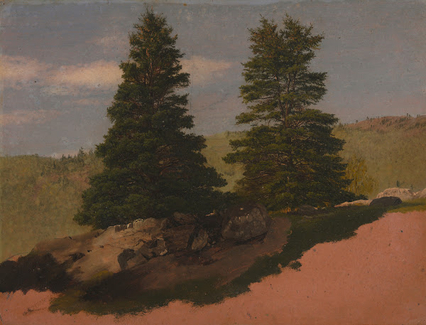 New England Landscape Two Pine Trees 1850