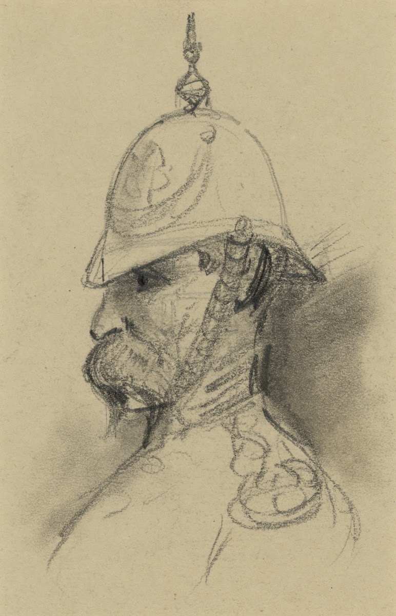 Bust Portrait of soldier with German style helmet 1860 1865