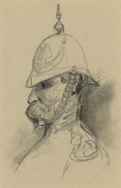 Bust Portrait of soldier with German style helmet 1860 1865
