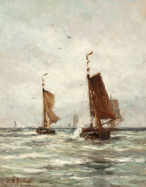 Fishing on the Choppy Sea near Scheveningen
