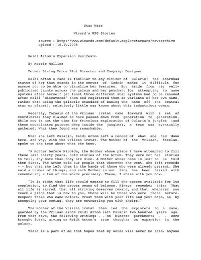Sw wizard reidi artoms expansion manifesto by morrie mullins