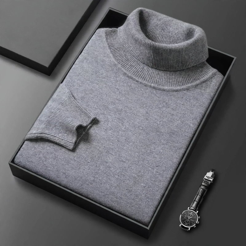 Men's Cashmere Sweater with Stand-Up Collar