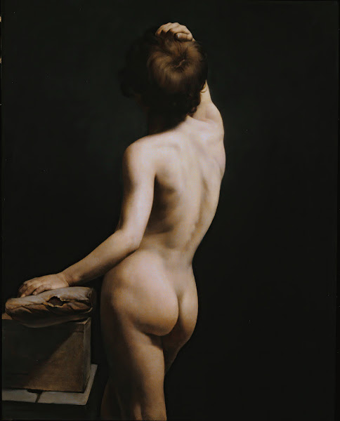 Academic Study of Adolescent Boy Seen from Behind ca 180710
