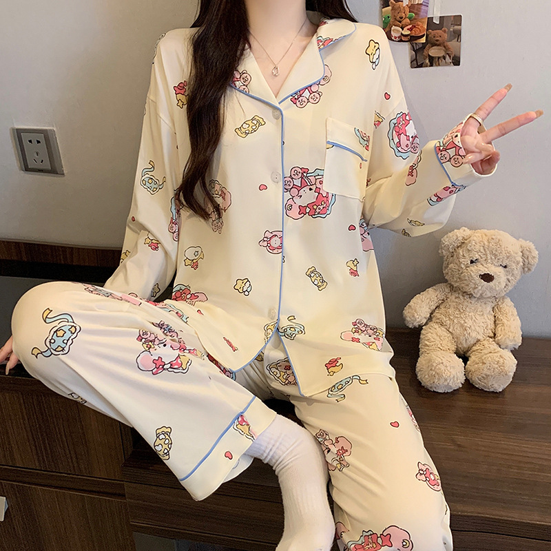 Women's Pajama Set, Long Sleeves with Heart Pattern