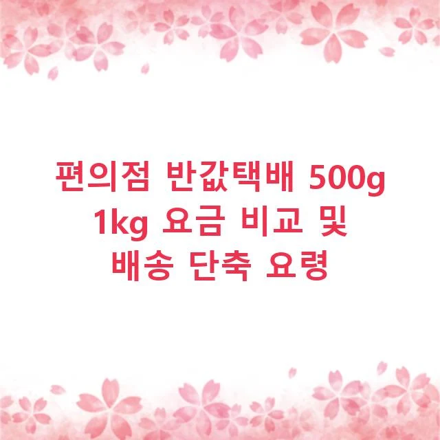 편의점 반값택배 500g 1kg 요금 비교 및 배송 단축 요령